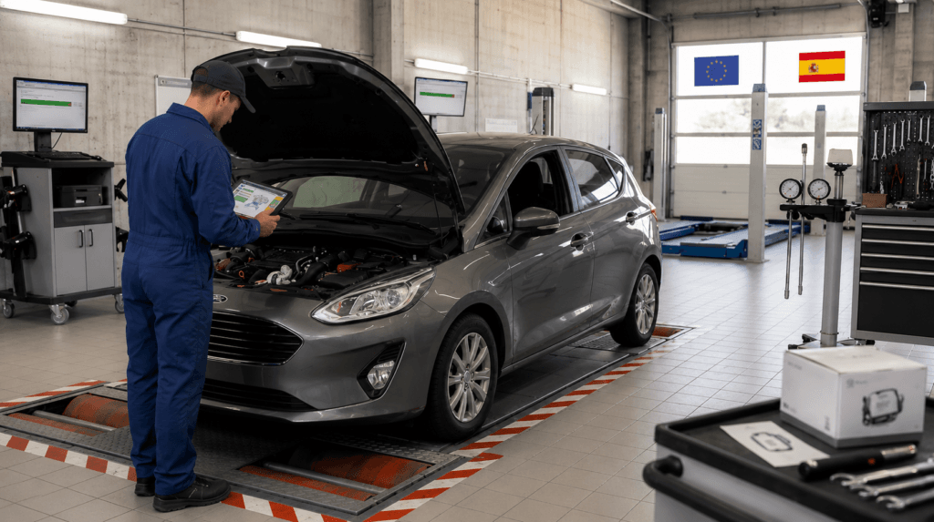 Ford EcoBoost 1.0 revisado en taller por correa bañada en aceite