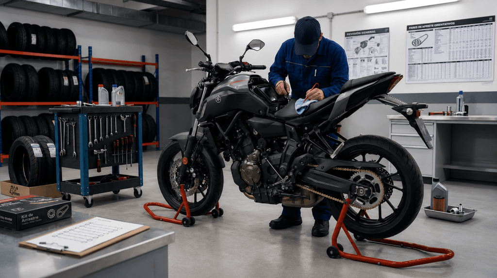 mantenimiento moto 40000 km revisión completa en taller