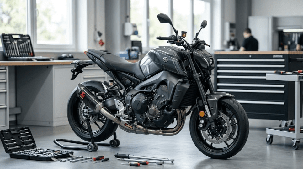 Modificaciones moto en una naked con escape, frenos, neumáticos y accesorios deportivos