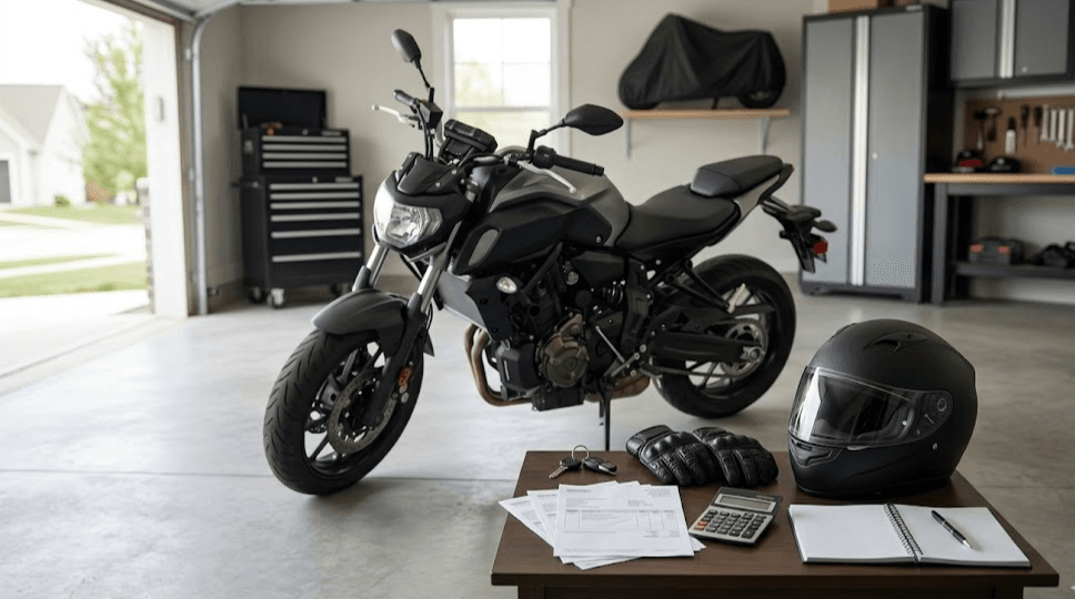 Coste real moto al año con casco, llaves, facturas y moto naked en garaje