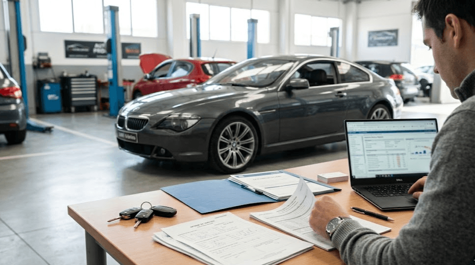 Comprar coche usado 2026 revisando documentación, llaves e informe antes de pagar