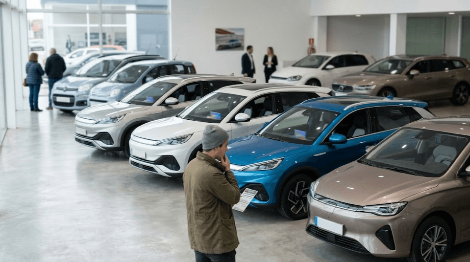 Coches chinos Europa con varios SUV eléctricos modernos compitiendo contra marcas tradicionales