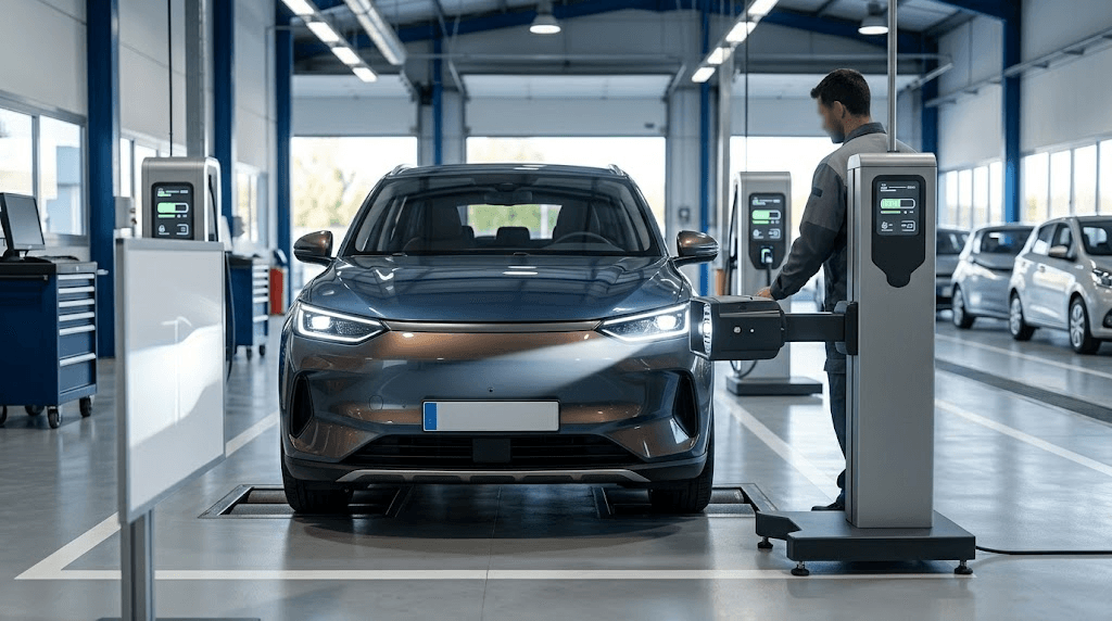 Luces LED coche ITV revisando faros delanteros homologados antes de pasar inspección