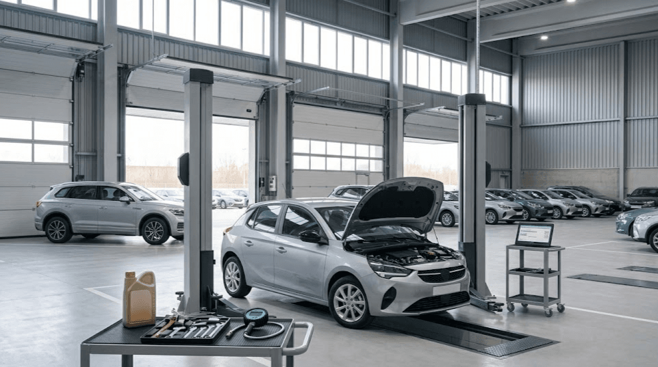 Mantenimiento Opel Corsa en taller revisando aceite neumáticos y frenos