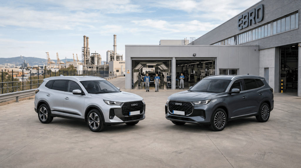 Ebro Barcelona con SUV fabricado en la Zona Franca