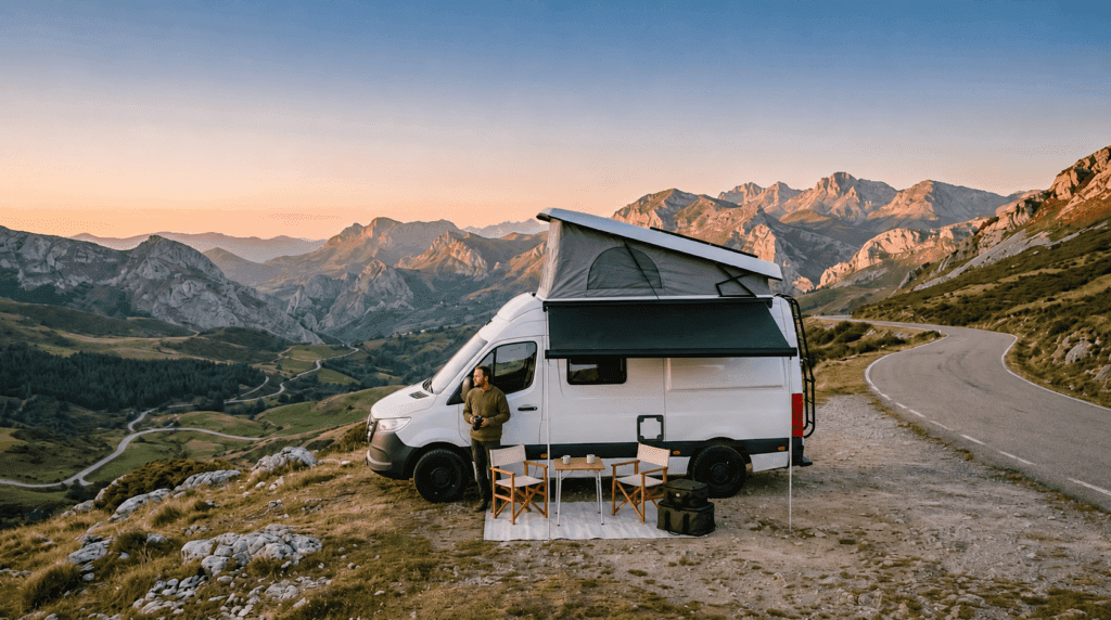 Toyota PROACE MAX Tanuki autocaravana diésel aparcada en la montaña