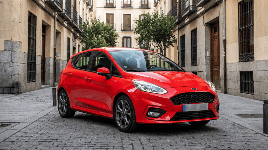 Ford Fiesta de segunda mano aparcado en una calle urbana