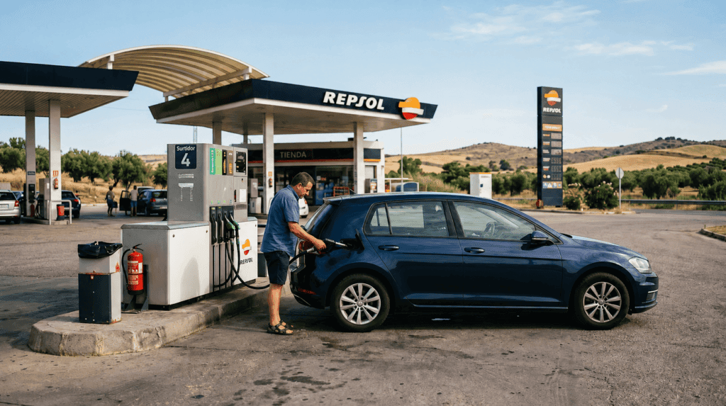 Precio de la gasolina y el diésel en una gasolinera española