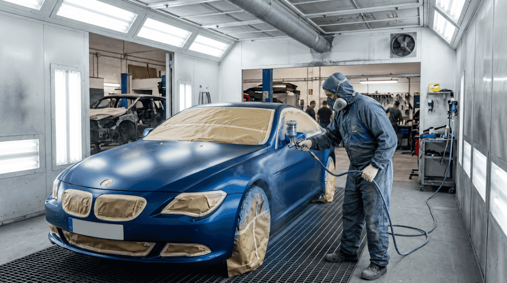 Cuánto cuesta pintar un coche: cabina de pintura en taller