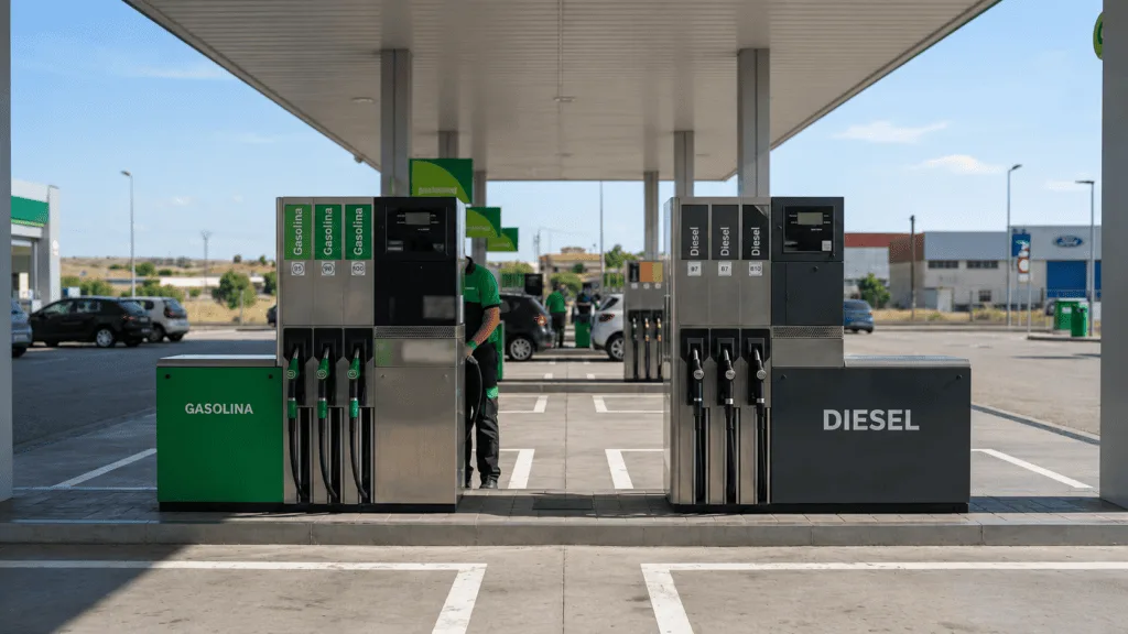 Coche gasolina o diésel 2026: surtidores de combustible
