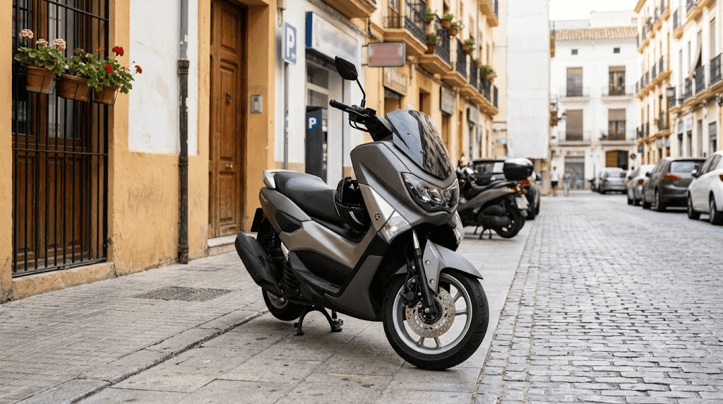 Moto 125 con carnet B: scooter aparcada en la ciudad