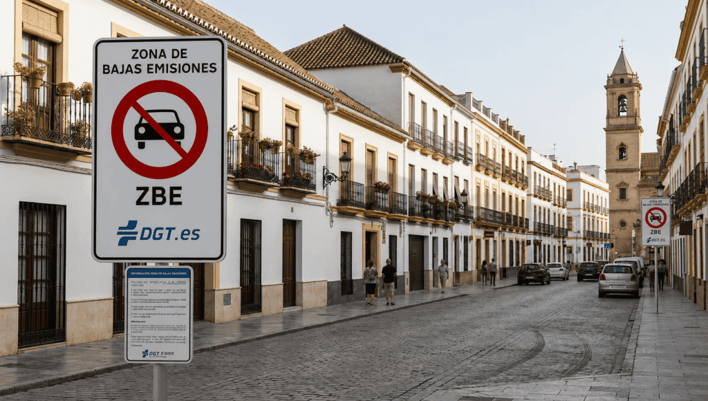 35.000 multas de la ZBE de Málaga: señal de Zona de Bajas Emisiones
