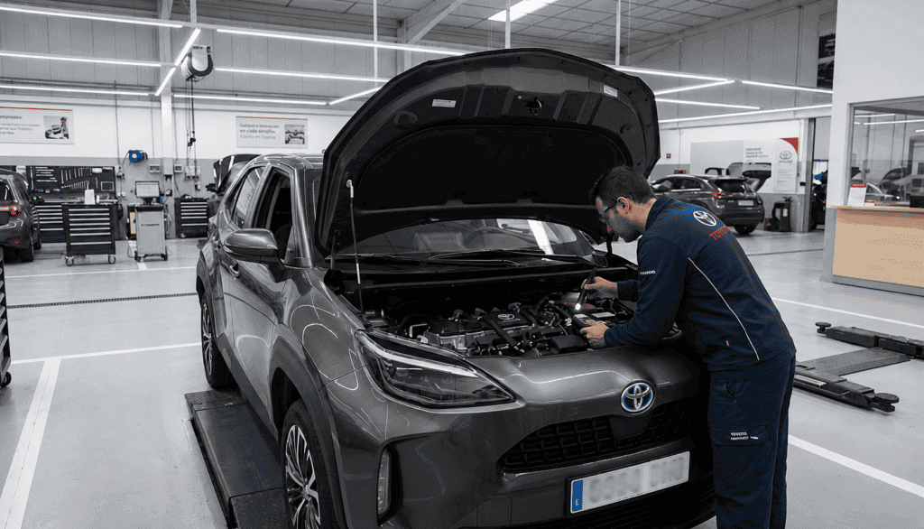 Mantenimiento Toyota Yaris: revisión de motor híbrido en taller
