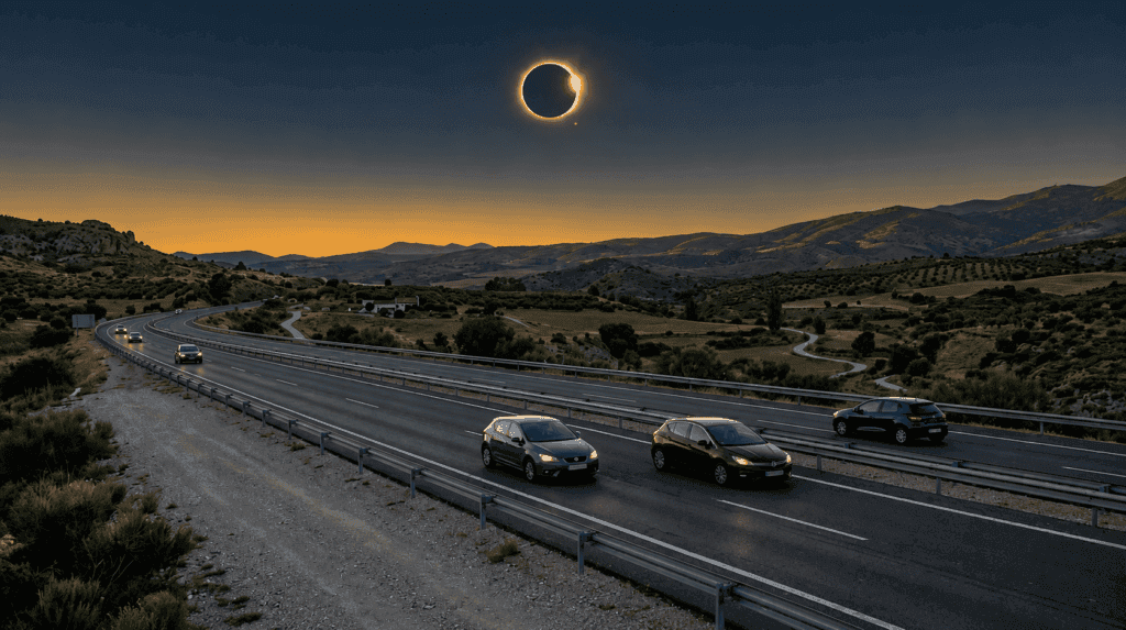 Restricciones de la DGT por el eclipse solar: carretera durante el fenómeno