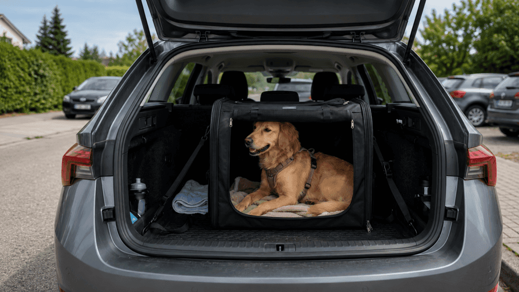 Multa por llevar mascotas sueltas en el coche: perro en transportín homologado