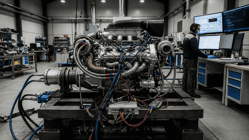 Motor de hidrógeno de Bosch: V6 de competición en banco de pruebas