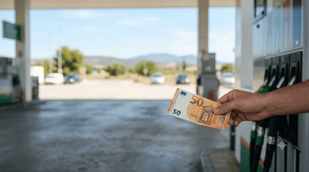 precio de la gasolina y el diésel en un surtidor de una gasolinera española