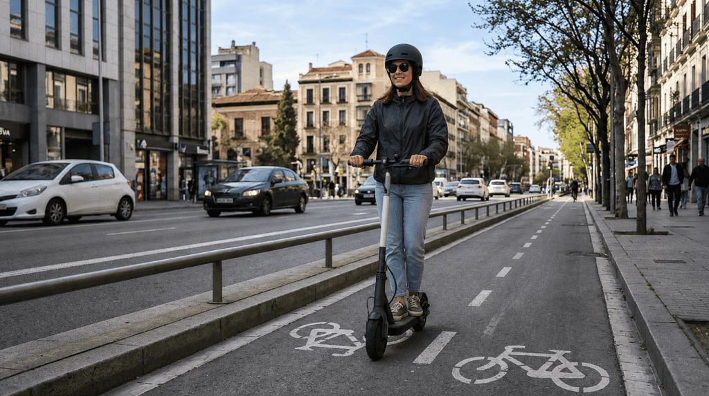 seguro obligatorio patinete eléctrico circulando por la ciudad
