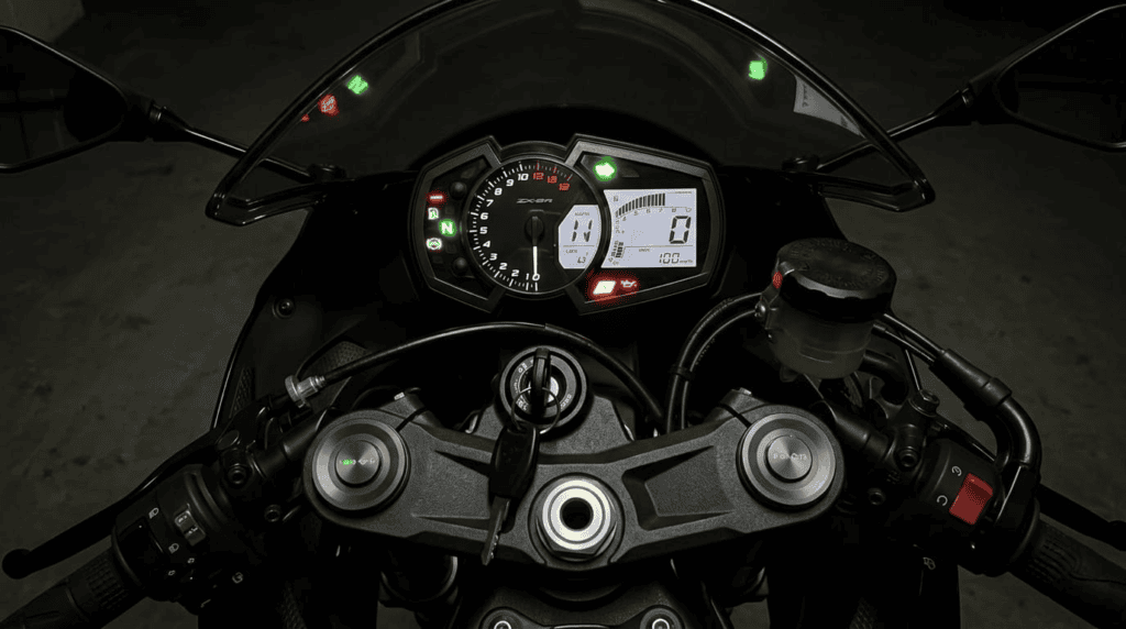 testigos de una moto en el cuadro de instrumentos