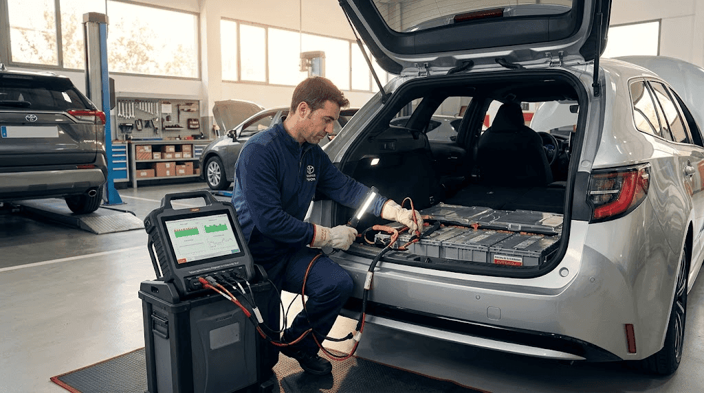 fallo batería híbrida Toyota Corolla en el compartimento motor