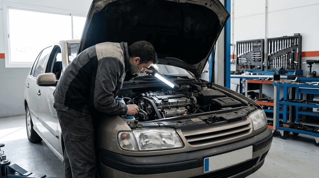 Fallos 1.6 HDi: motor diésel en un taller mecánico