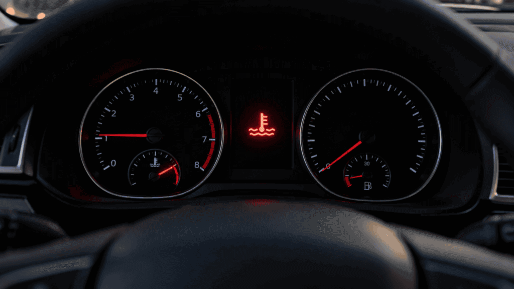 Qué hacer si se calienta el motor: aguja del indicador de temperatura en la zona roja del cuadro de un coche