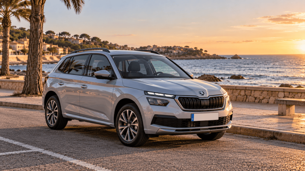 Skoda Kamiq aparcado junto a un paseo marítimo: guía de testigos skoda kamiq