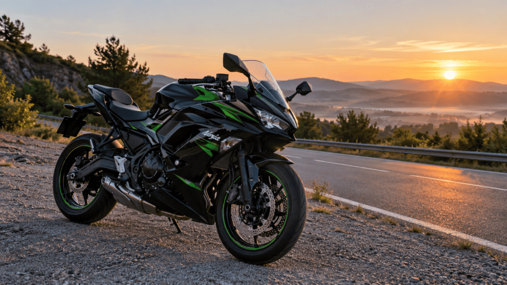 Fallos Kawasaki Ninja 650: moto deportiva carenada aparcada junto a una carretera